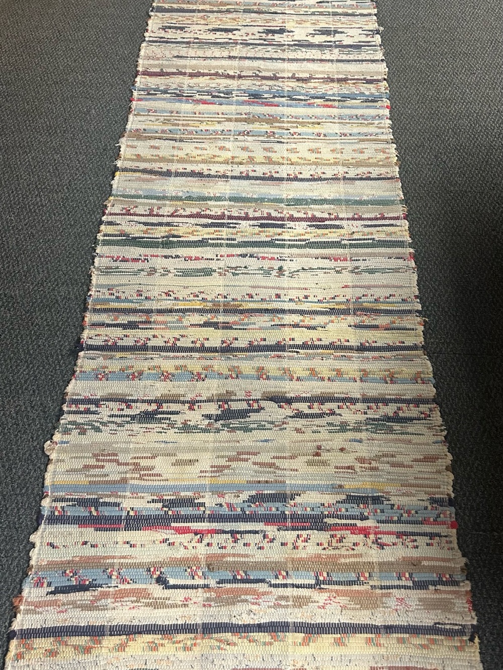 Vintage Rag Rug Runner 10ft long